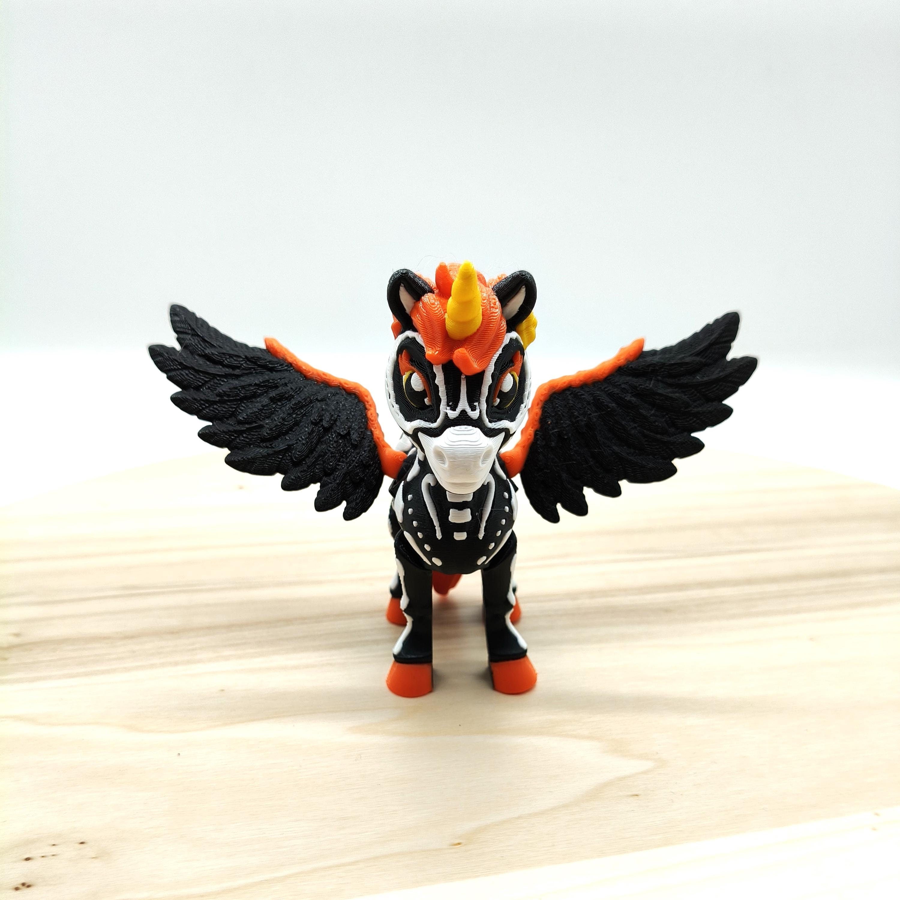 Spooky Unicorn, Colorful Skeleton Pegasus Unicorn – Halloween Decor, Fantasy Figurine Gift, Perfect Gift for Mythical Creature Lovers